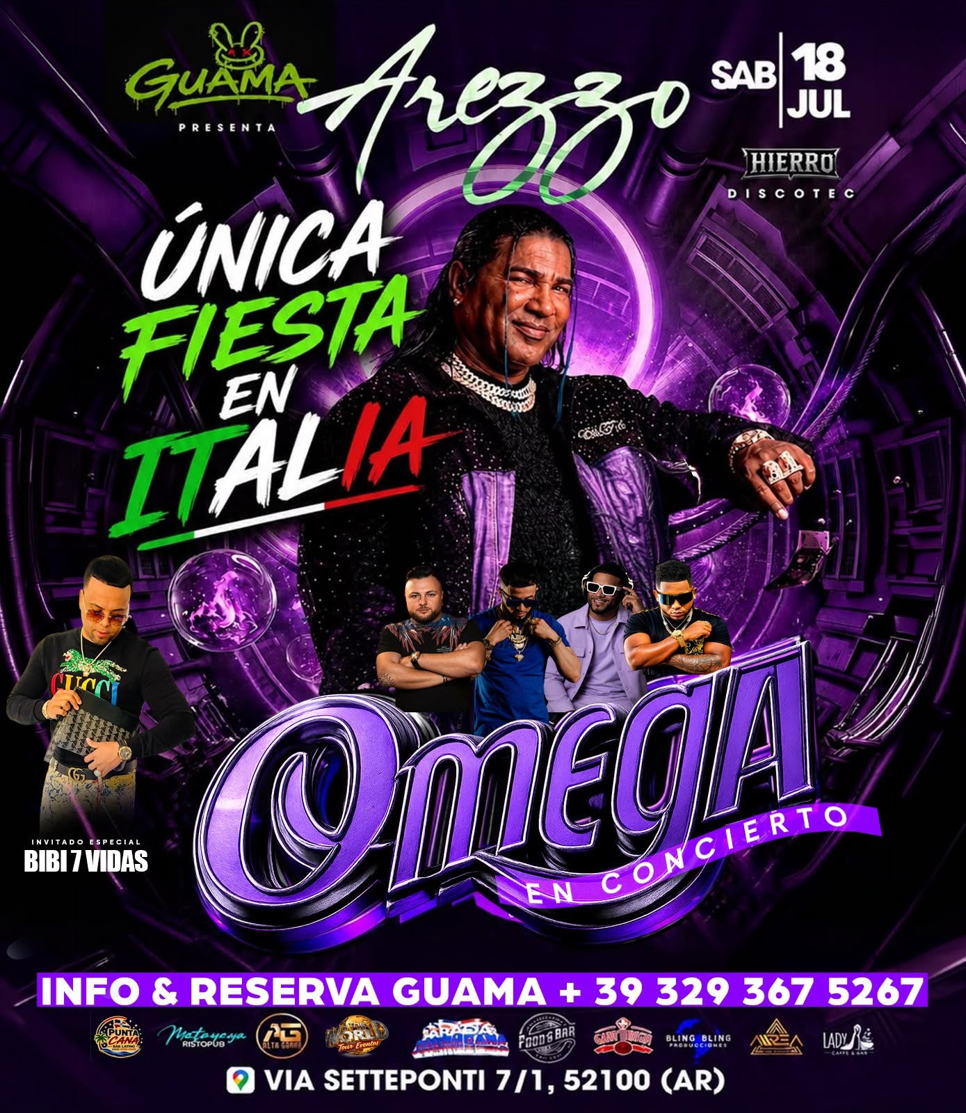 Omega en Concierto · Arezzo — Sábado 18 Julio 2026